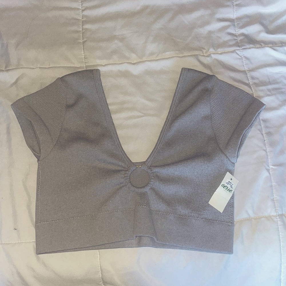 Aerie grey crop top with O-ring